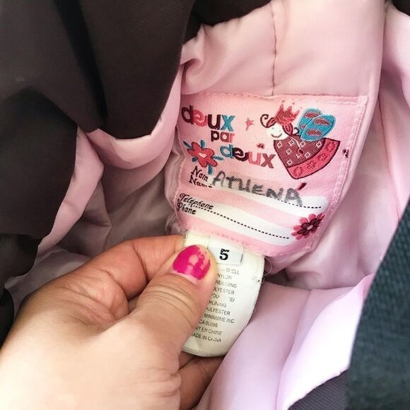 Deux par deux pink/brown snow bib GUC 5T - Picture 3 of 6